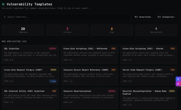 Vulnerability Templates for Pentest Reports